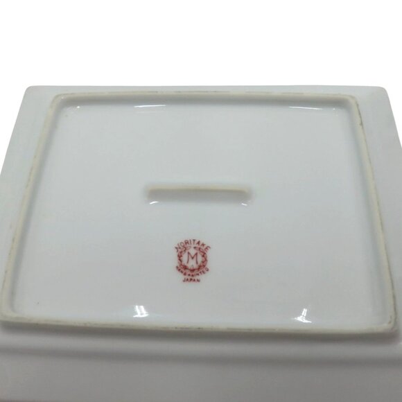 NORITAKE Butter Dish Floral Ceramic Hand-Painted Set Japan Vintage - Picture 11 of 13